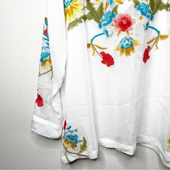 Johnny Was Vagabound Blouse Floral Embroidered Tunic  Blouse Boho - Picture 8 of 13
